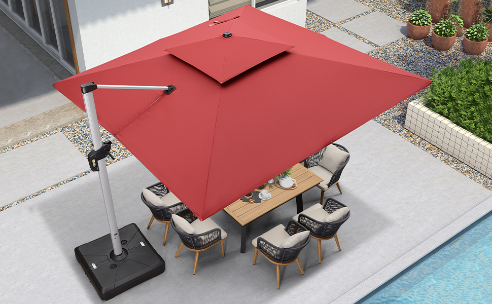 🔥Order today and enjoy Special discounts🔥- Outdoor Solar LED Cantilever Patio Umbrella