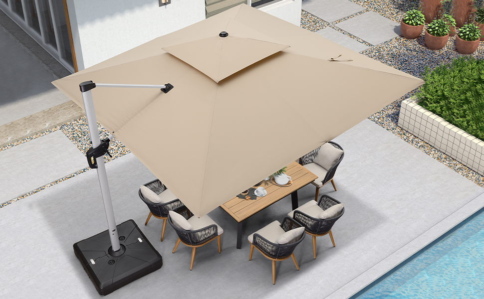 🔥Order today and enjoy Special discounts🔥- Outdoor Solar LED Cantilever Patio Umbrella