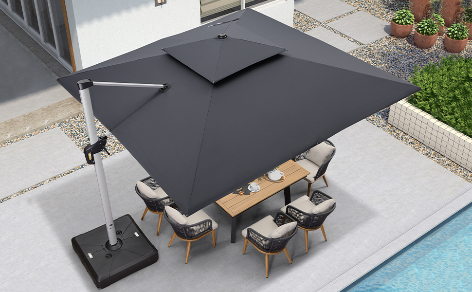 🔥Order today and enjoy Special discounts🔥- Outdoor Solar LED Cantilever Patio Umbrella