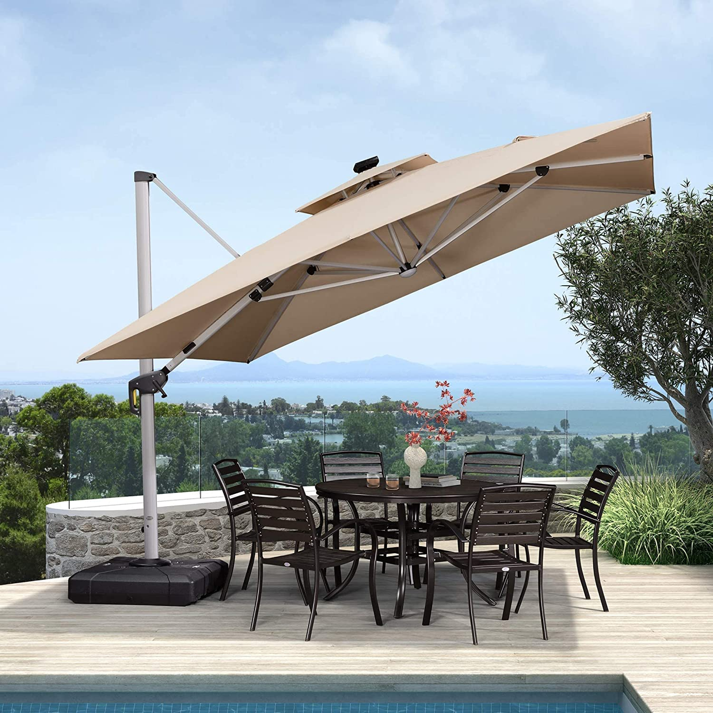 🔥Order today and enjoy Special discounts🔥- Outdoor Solar LED Cantilever Patio Umbrella